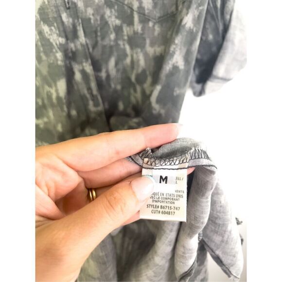 Bella Dahl Button-Down Grey Camo Dress Mini Size M - Picture 8 of 11